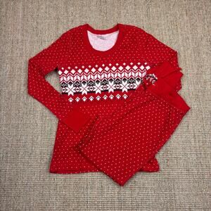 🎄 Hanna Andersson Womens Heritage Fair Isle Organic Cotton Pajama Set | M | Red
